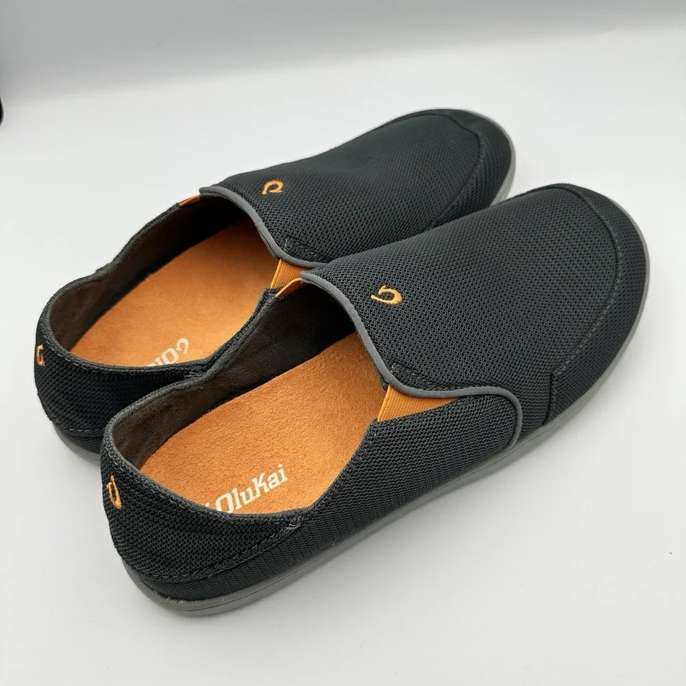 OluKai Nohea Mesh Slip-On Shoes Dark Shadow Gray Breathable Comfort Mens 13